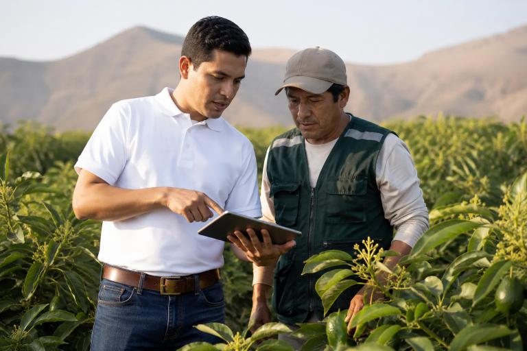 Evaluación de un campo de palta junto al productor